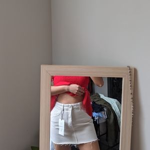 Zara S NEW creme denim skirt